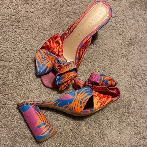 Gianni Bini Orange and Pink Patterned Mules